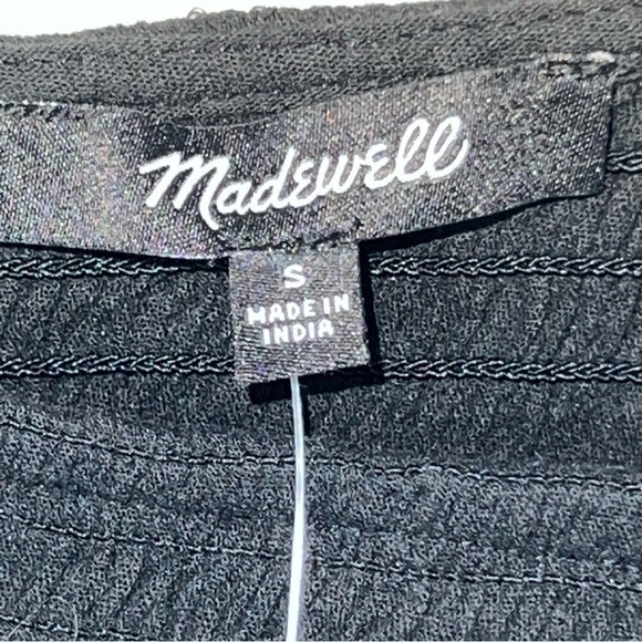 NWT Madewell Eyelet Lucie Square Neck Smocked Short Eyelet Sleeve Top Black S - Picture 6 of 13